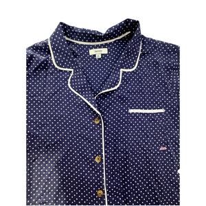 Kensie Notched Collar Front Patch Pocket Sleep Pajama Shirt Womens Medium Blue